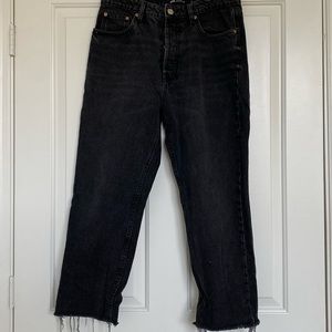Zara Straight Leg High Rose Black Jeans